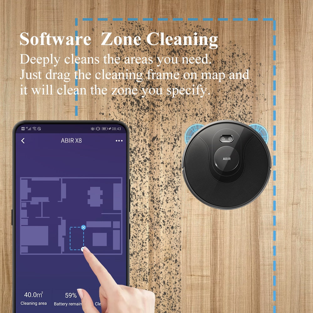 Robot Wet/Dry Vacuum Cleaner, Laser System, Multiple Floors Maps, Zone Cleaning, Restricted Area Setting