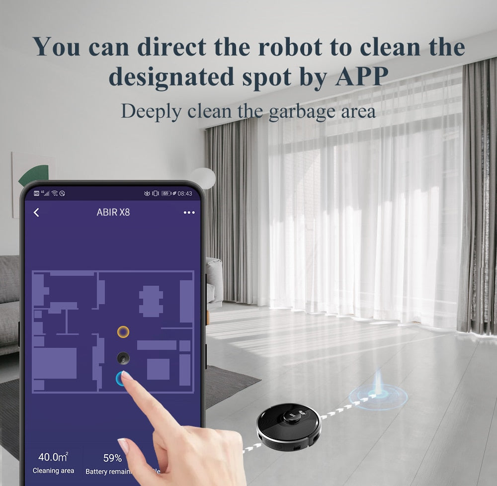 Robot Wet/Dry Vacuum Cleaner, Laser System, Multiple Floors Maps, Zone Cleaning, Restricted Area Setting