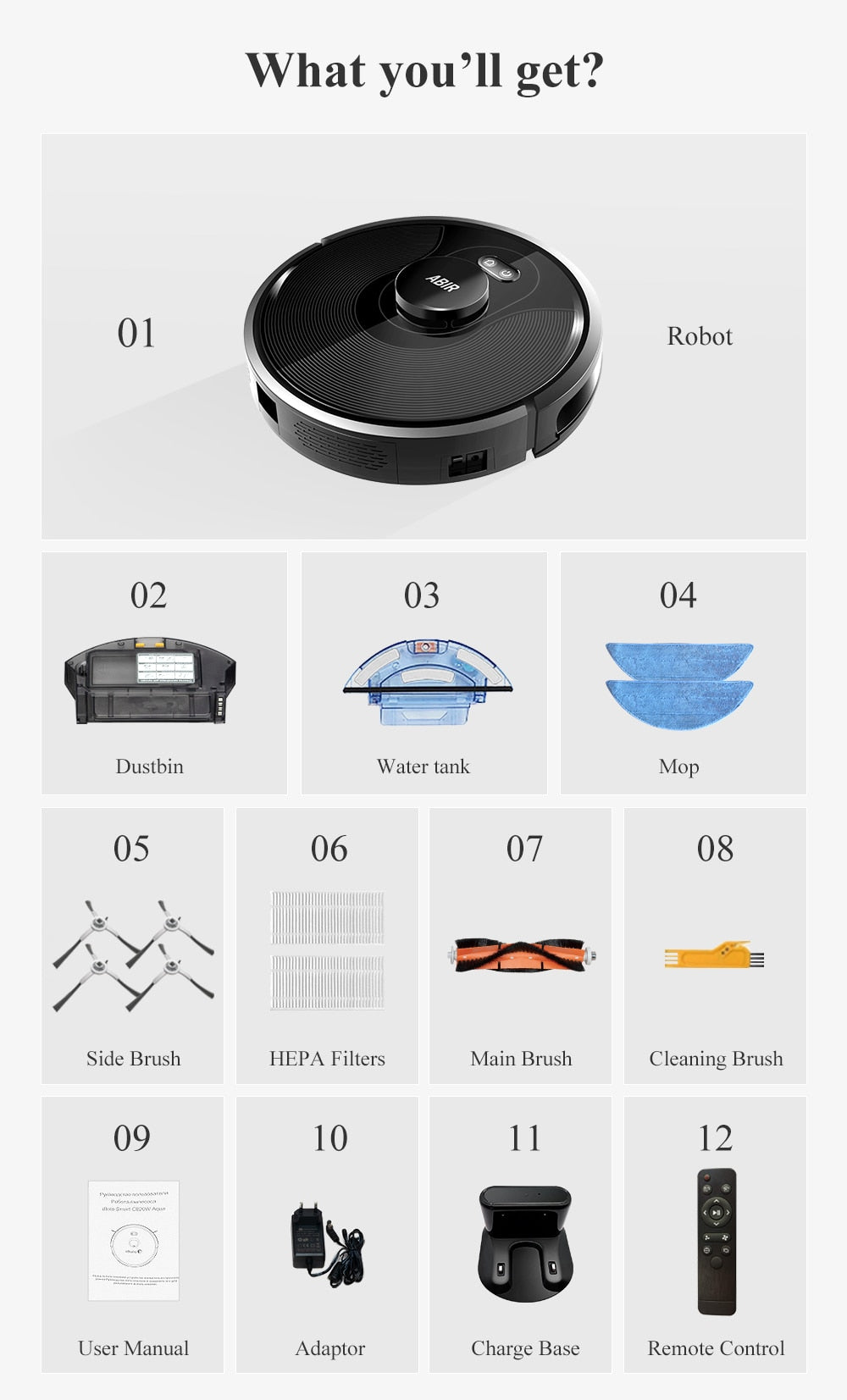 Robot Wet/Dry Vacuum Cleaner, Laser System, Multiple Floors Maps, Zone Cleaning, Restricted Area Setting