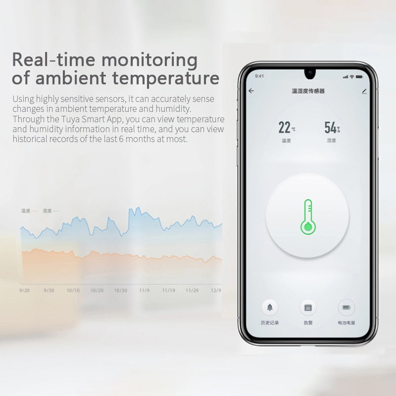 Temperature And Humidity Sensor Remote Monitor By Smart Life APP Battery Powered Work With ALexa Google Home