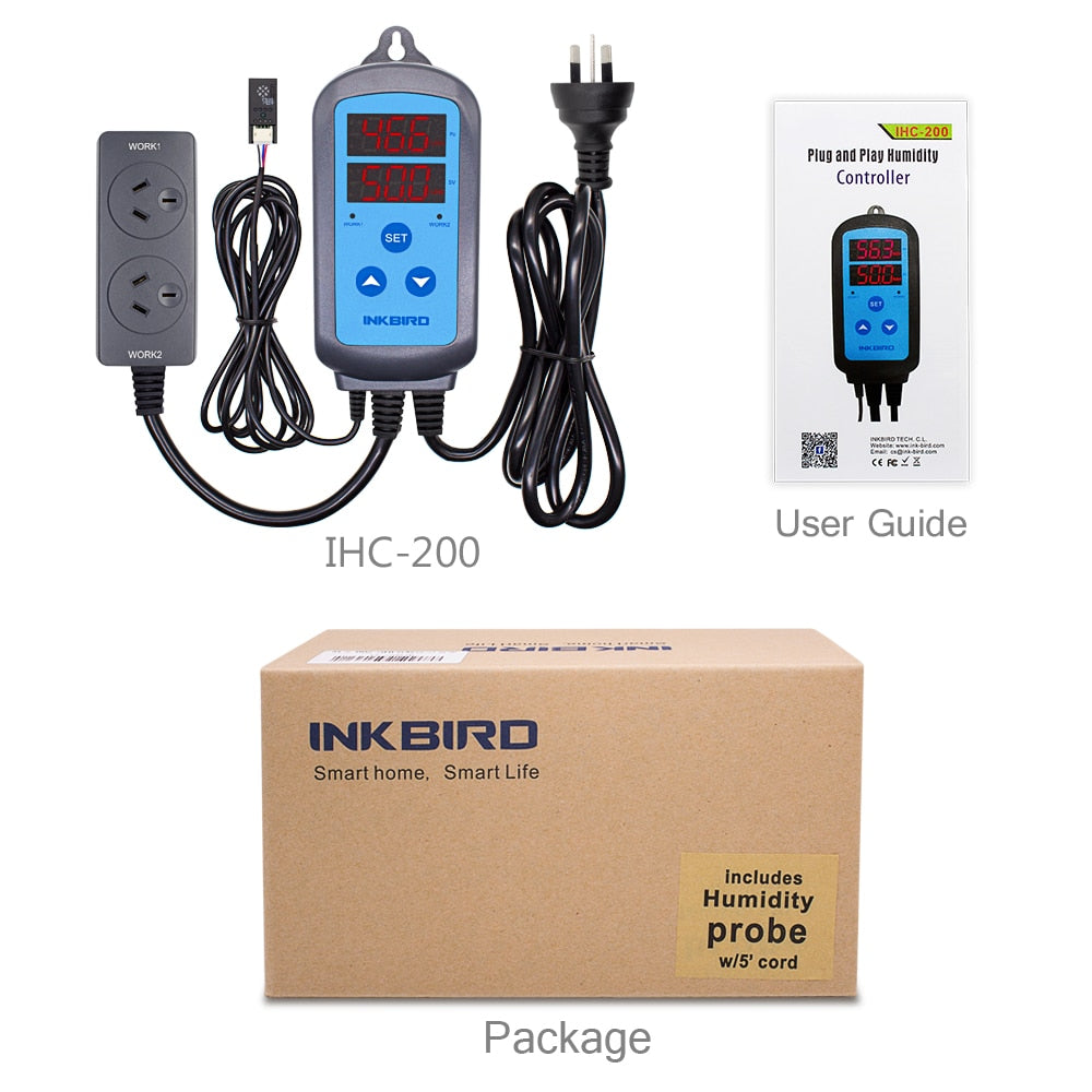 Pre-wired Digital Dual Stage Humidity Controller, Dehumidification Humidifaction Control