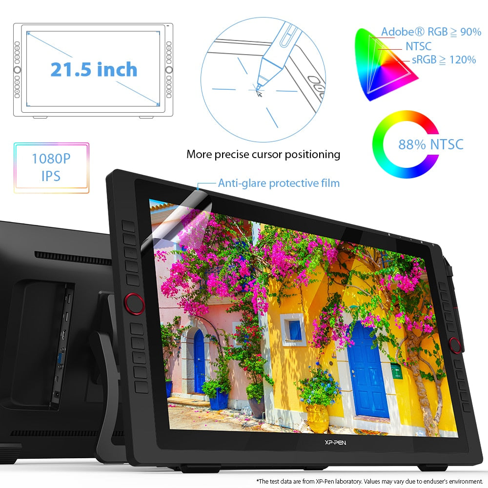 XPPen Artist 22R Pro Graphics Tablet Monitor 21.5 inch Display 60 Tilt 20 Shortcut Keys 2 Wheels