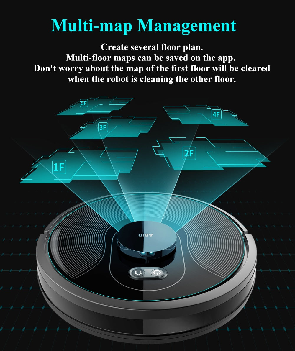 Robot Wet/Dry Vacuum Cleaner, Laser System, Multiple Floors Maps, Zone Cleaning, Restricted Area Setting