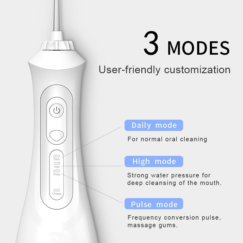 SEAGO Portable Oral Dental Irrigator Water Flosser USB Rechargeable 3 Modes IPX7 200ML