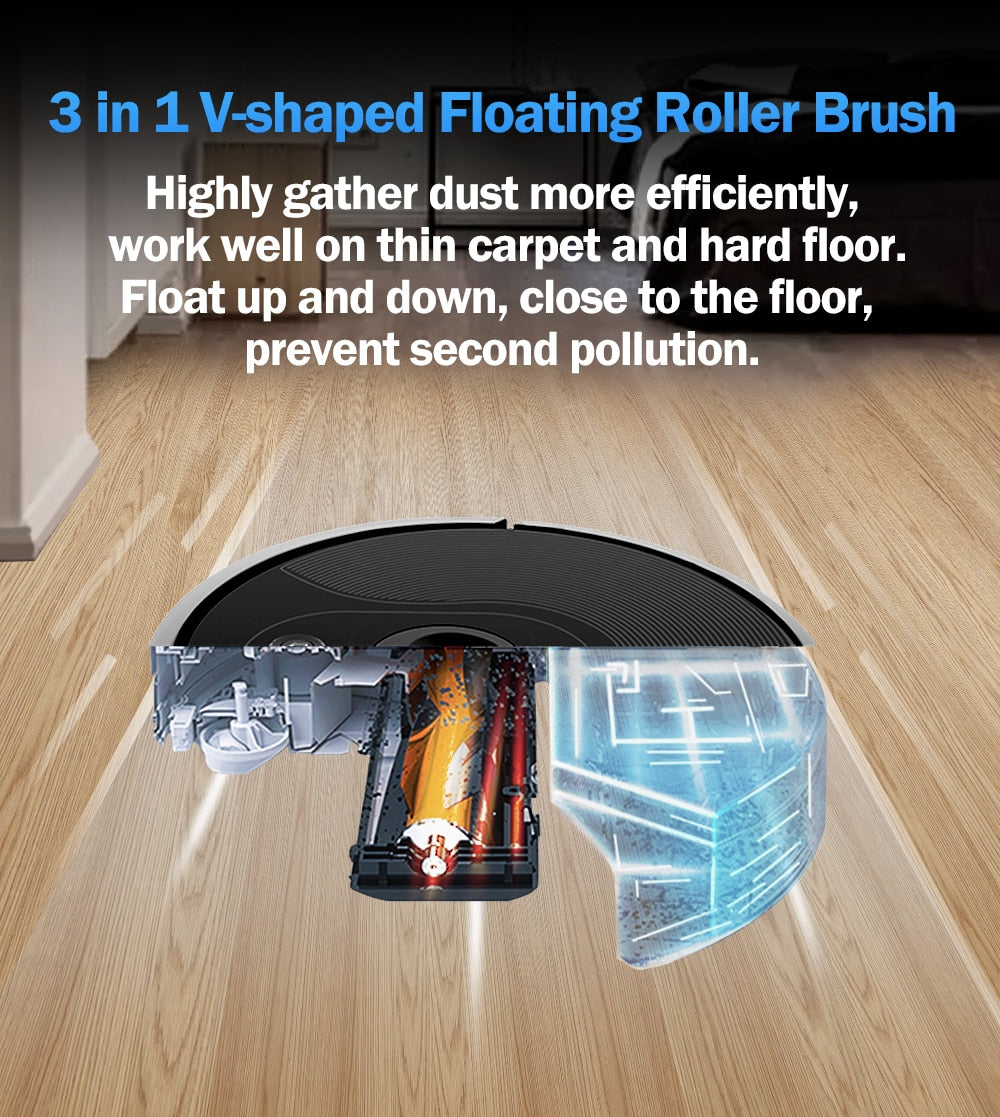 Robot Wet/Dry Vacuum Cleaner with Camera Navigation, Smart Memory,Hand Draw Virtual Blocker, Intelligent Big Water Tank