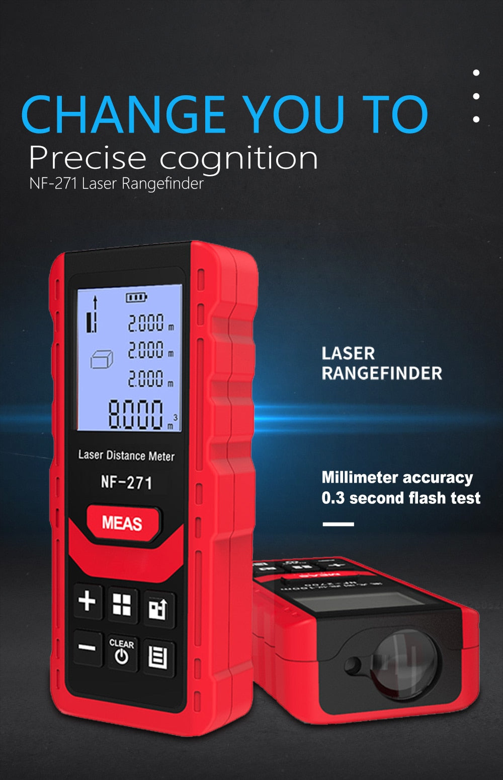 Digital Laser Distance Rangefinder 40M 80M Tape Range Finder