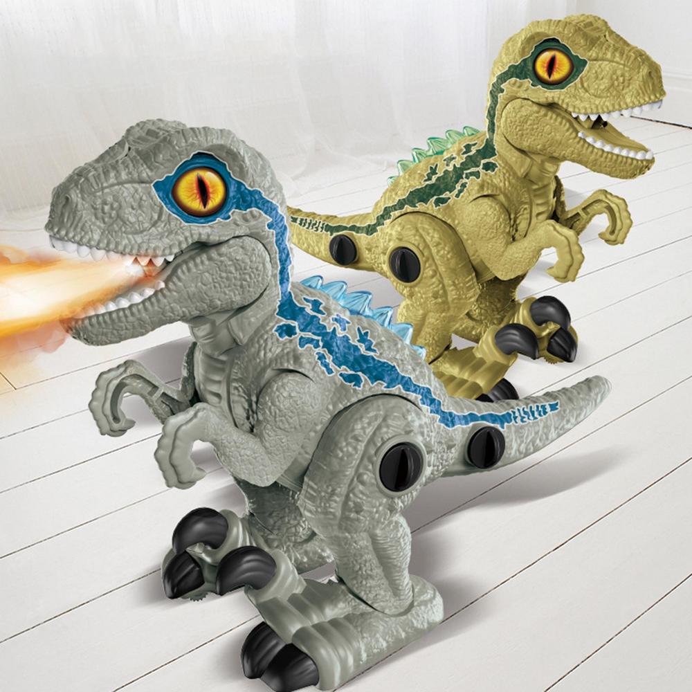 Electric Walking Dinosaur Toy With LED Light & Realistic Sounds Water Spray