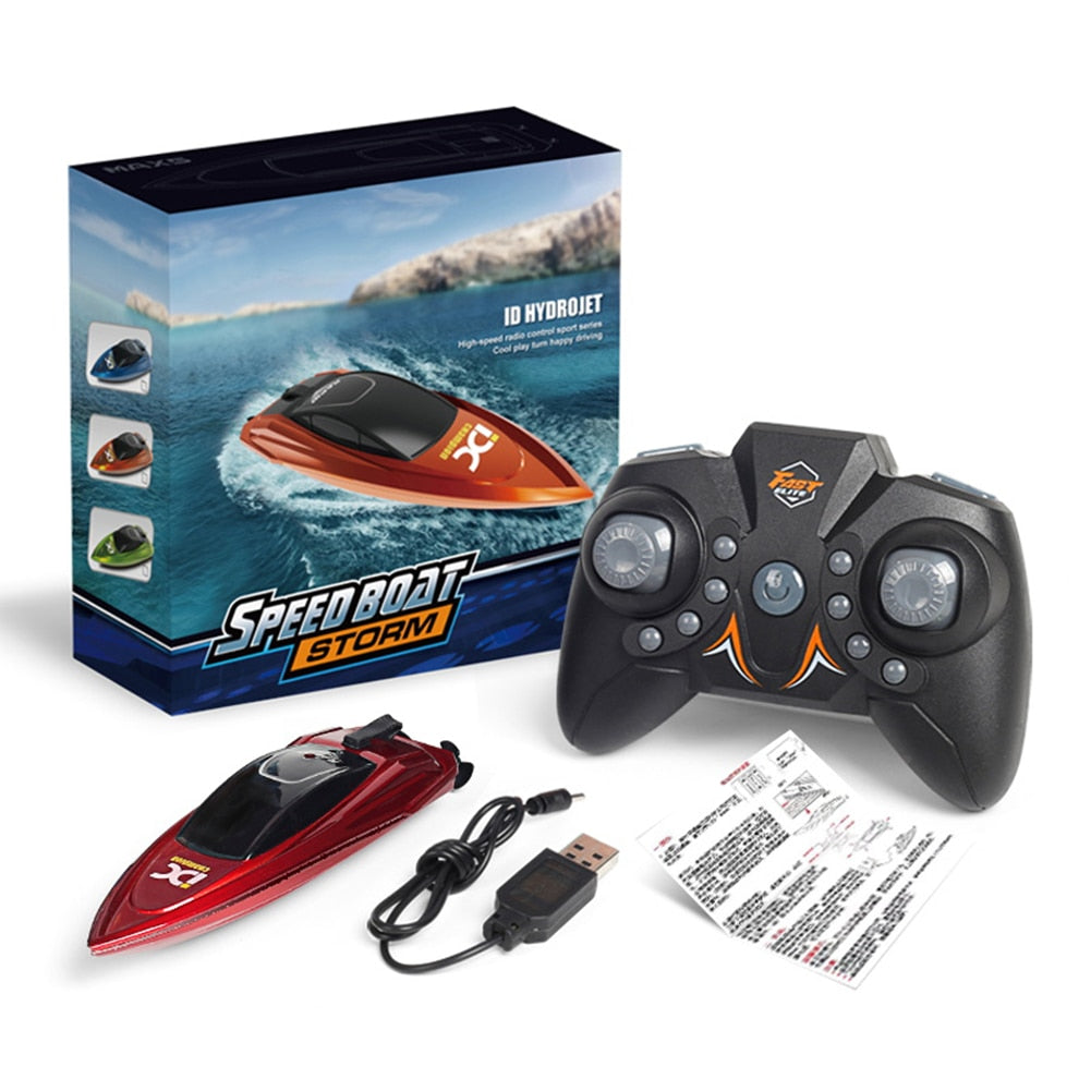 Mini RC Boat 10km/h High Speed Boat Radio 2.4G Remote Controlled Dual Motor Electric Racing Speedboat