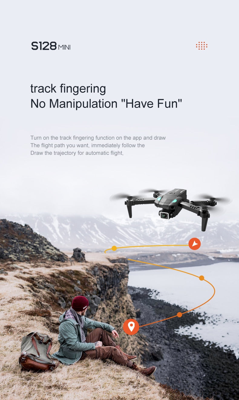 S128 Mini Foldable Quadcopter Drone 4K HD Camera Three-sided Obstacle Avoidance Air Pressure Fixed Height Professional