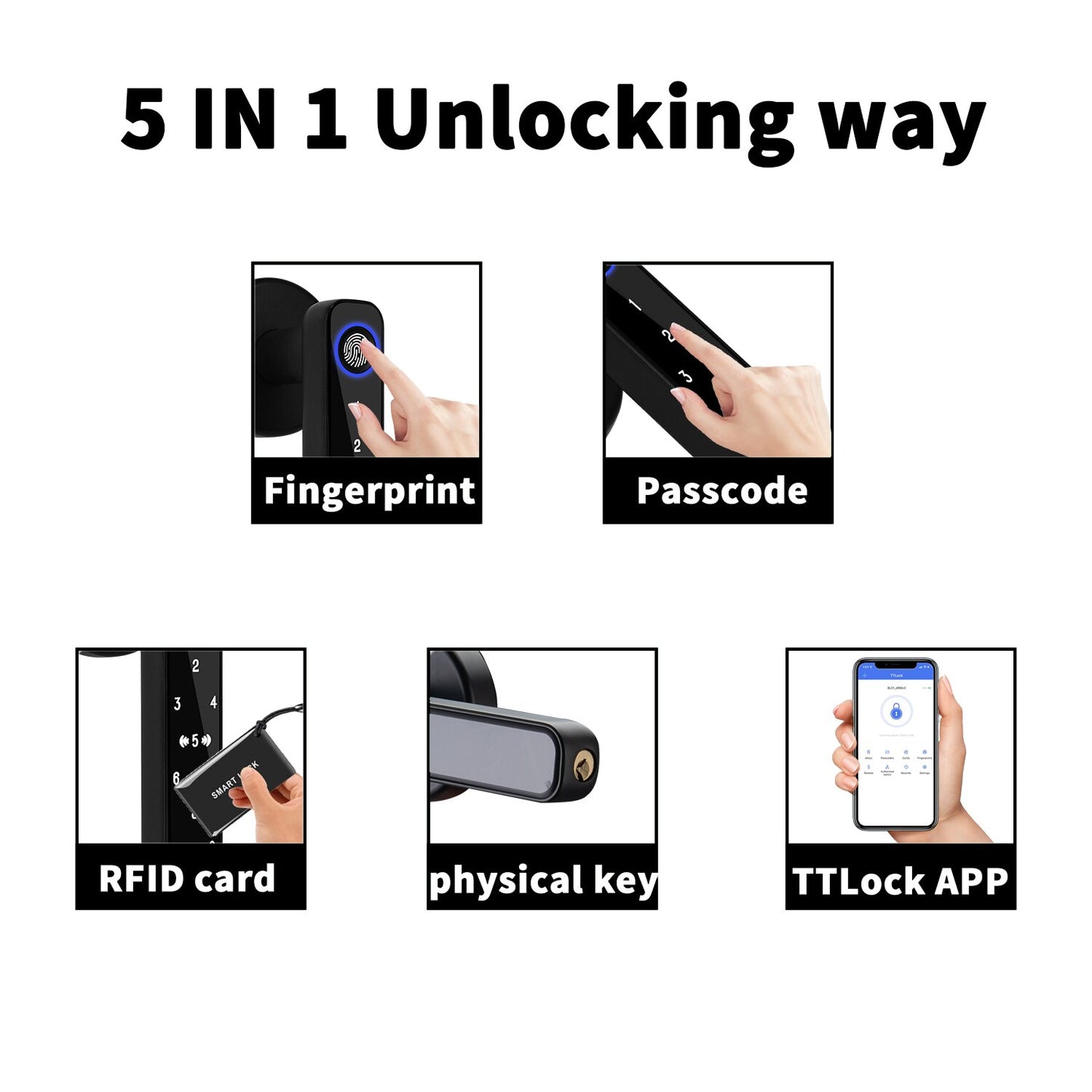 Smart Digital Electronic Door Lock with 4 pcs cards Fingerprint for Bedroom Home Apartment