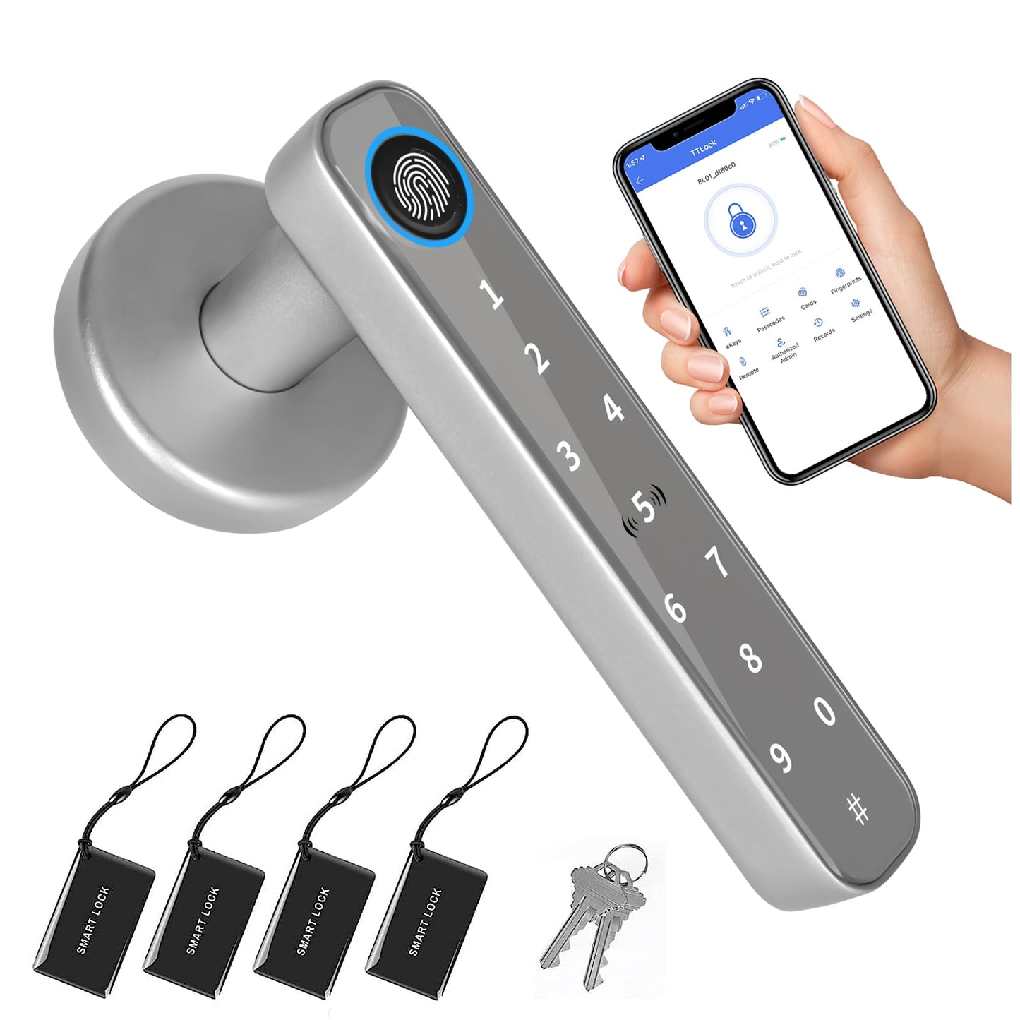 Smart Digital Electronic Door Lock with 4 pcs cards Fingerprint for Bedroom Home Apartment