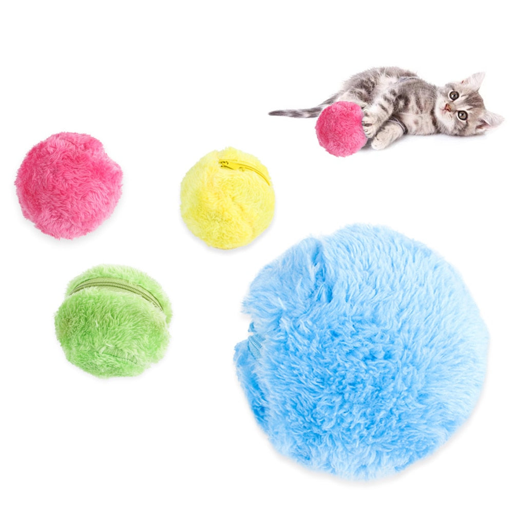 Electric Automatic Rolling Ball Cat Toy with Light Interactive Self-moving