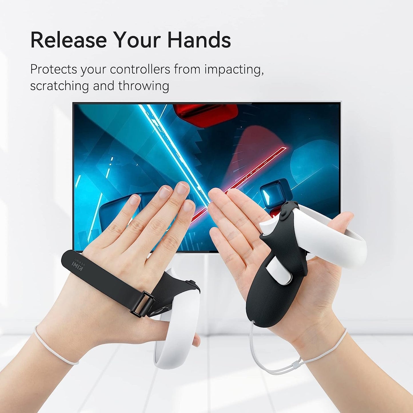 Controller Grips Cover Accessories For Oculus Quest 2 with Battery Opening Protector Knuckle Straps