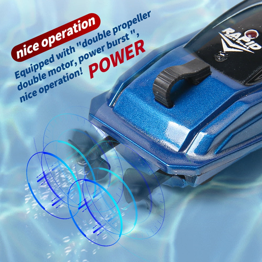 Mini RC Boat 10km/h High Speed Boat Radio 2.4G Remote Controlled Dual Motor Electric Racing Speedboat