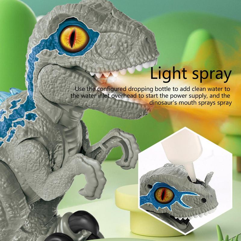 Electric Walking Dinosaur Toy With LED Light & Realistic Sounds Water Spray