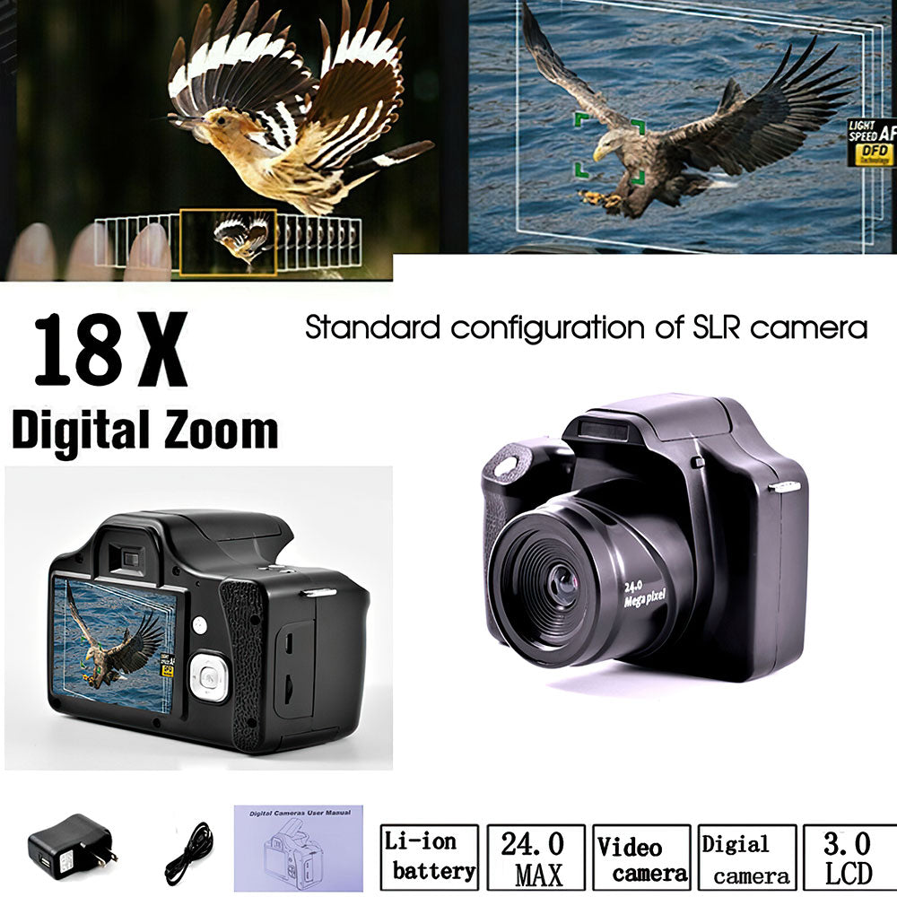 DSLR Camera 18X Medium Telephoto Camcorder Full HD 3.0 Inch Display Electronic Anti-shake