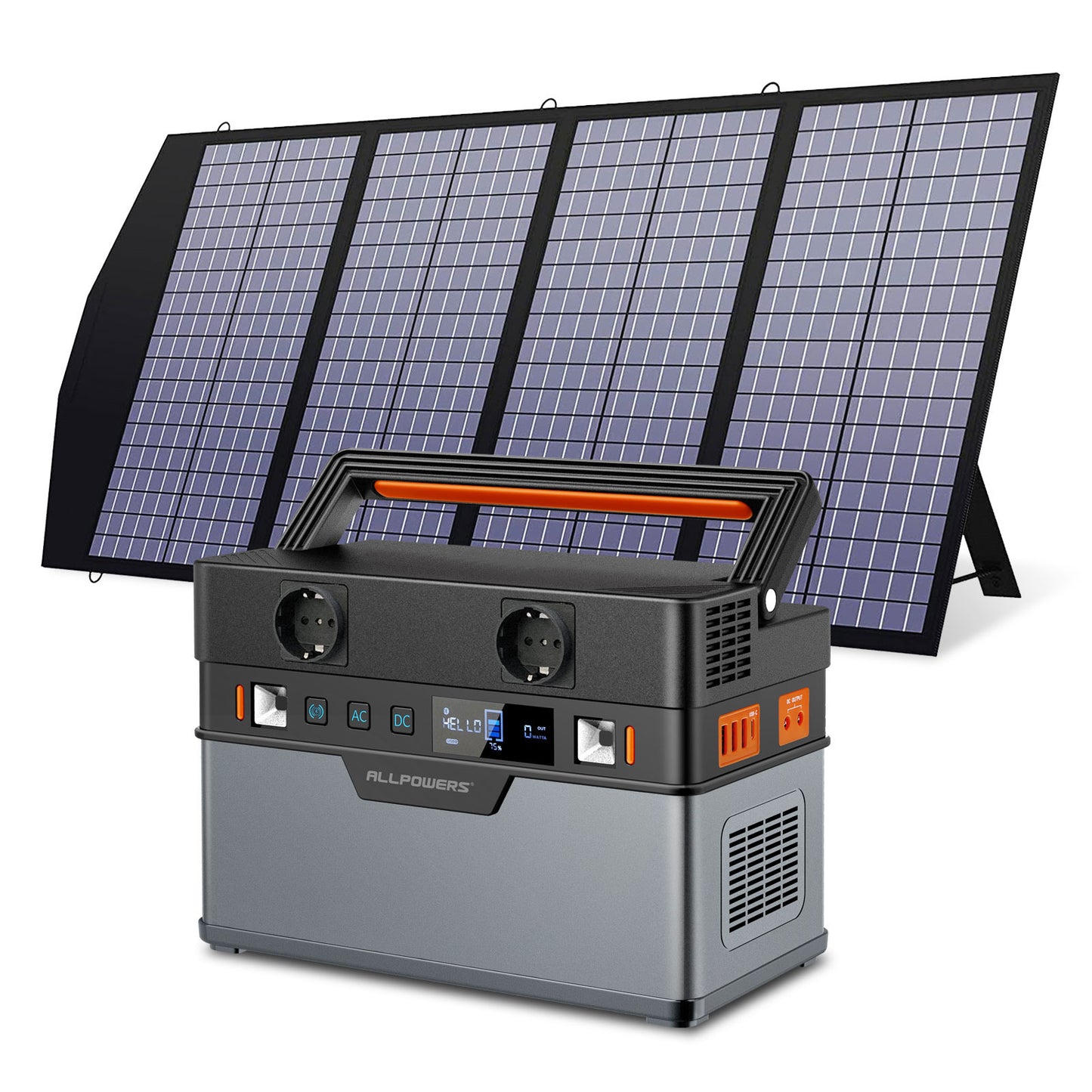 Portable 18V Solar Power Station 288Wh 300W, 606Wh 700W 110V/220V AC Outlet