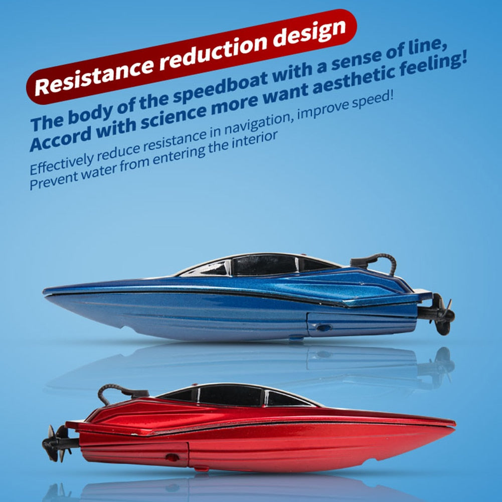 Mini RC Boat 10km/h High Speed Boat Radio 2.4G Remote Controlled Dual Motor Electric Racing Speedboat