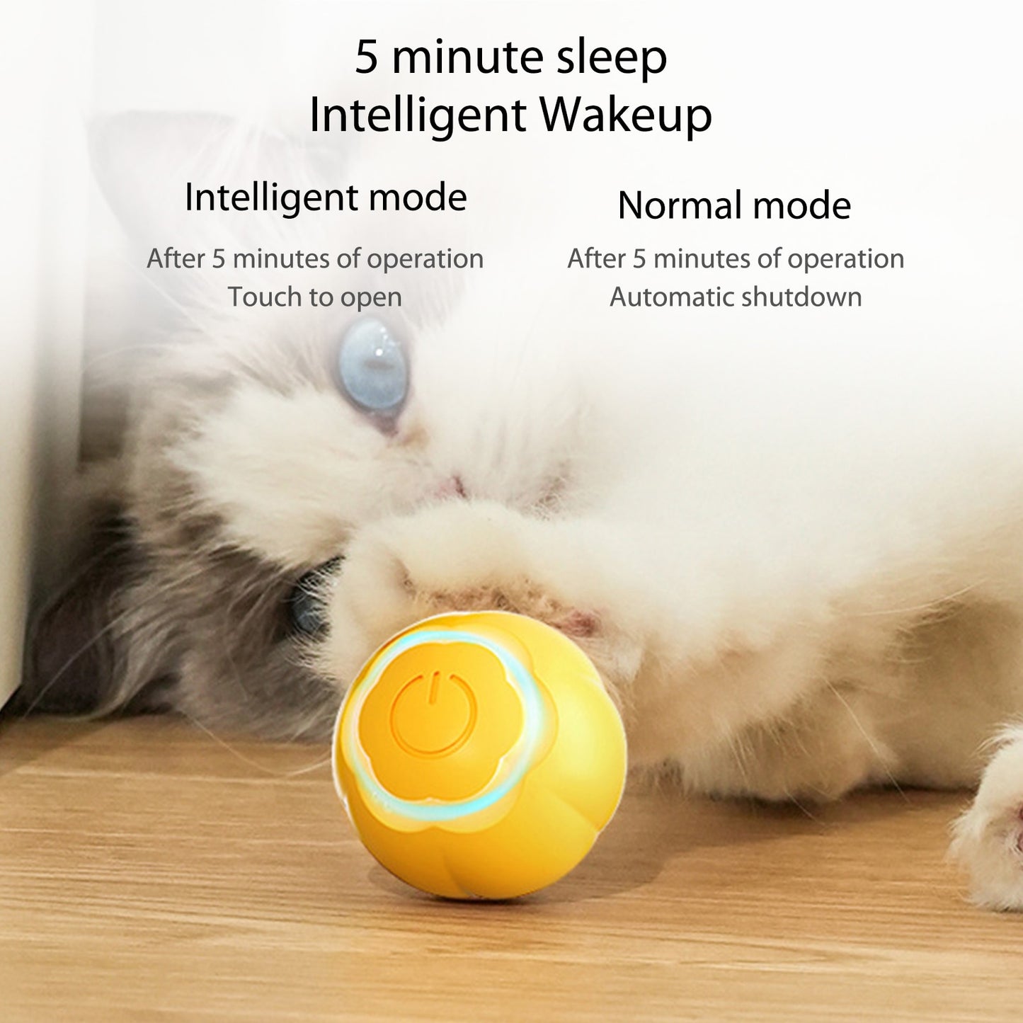 Electric Automatic Rolling Ball Cat Toy with Light Interactive Self-moving