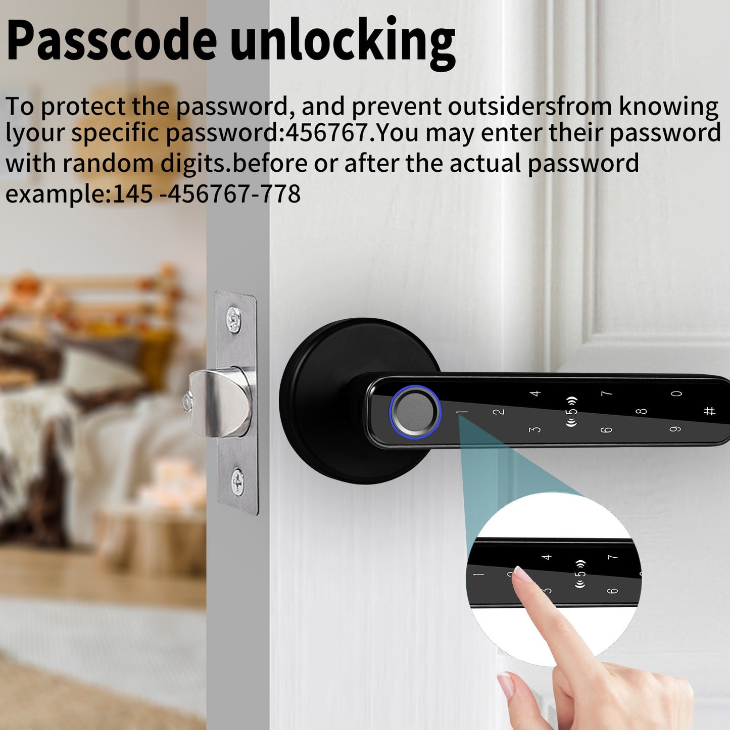 Smart Digital Electronic Door Lock with 4 pcs cards Fingerprint for Bedroom Home Apartment