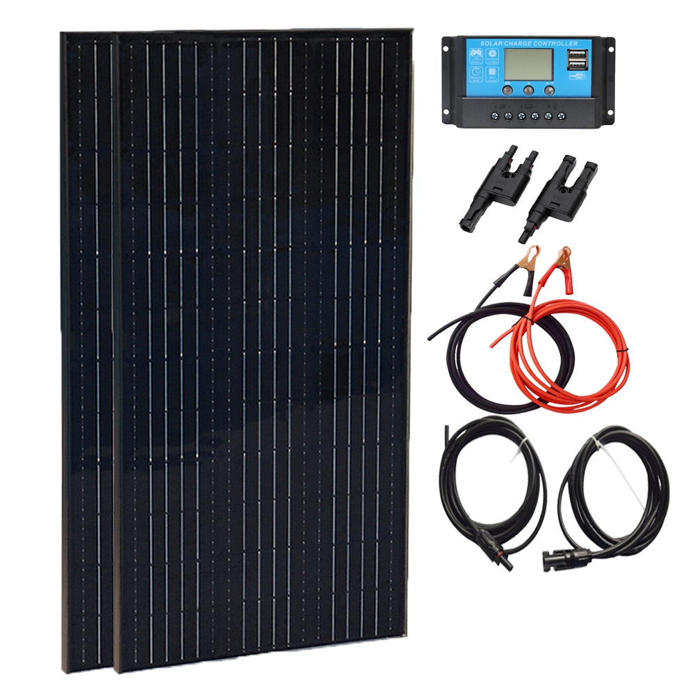 Solar Panels 200W Waterproof Monocrystalline Solar Panel Camping RV Home Charge 12V