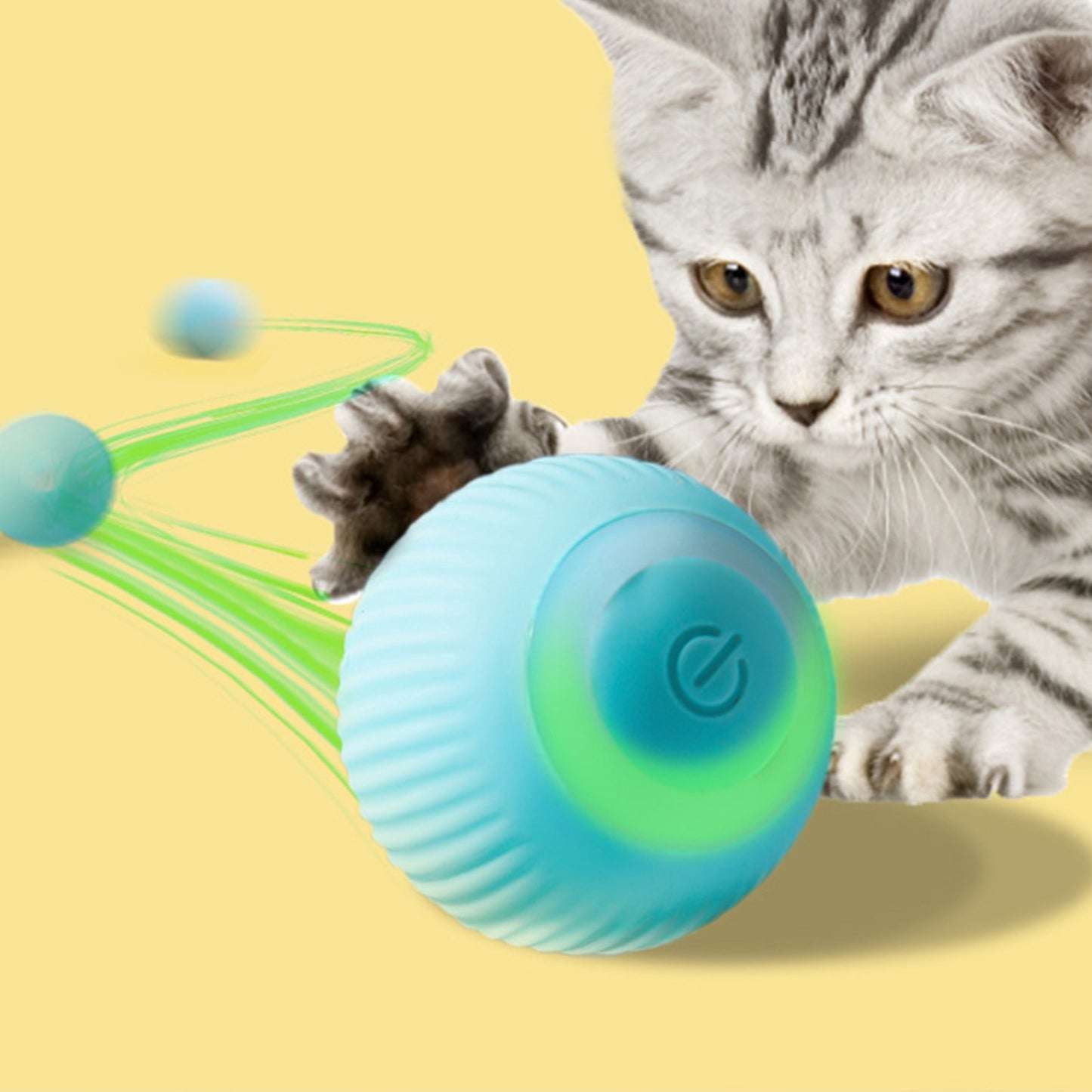 Electric Automatic Rolling Ball Cat Toy with Light Interactive Self-moving