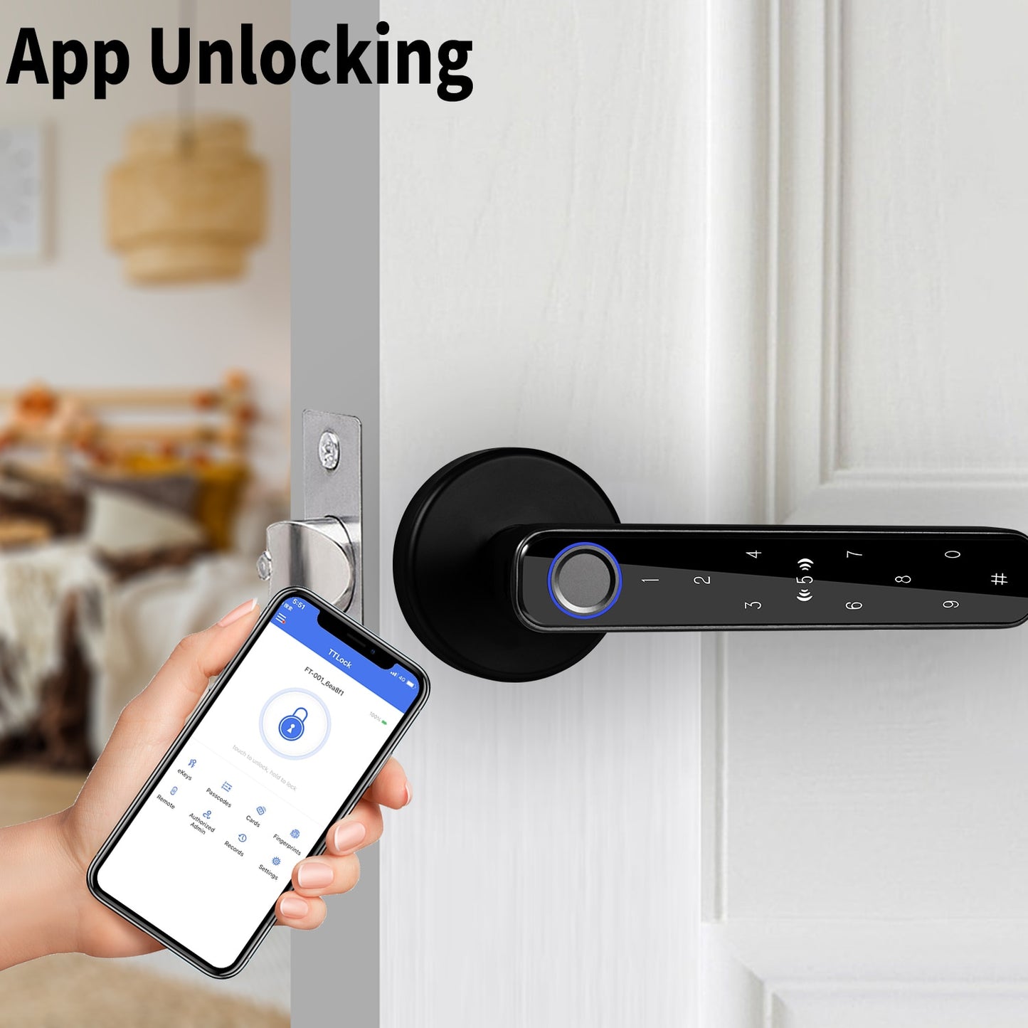 Smart Digital Electronic Door Lock with 4 pcs cards Fingerprint for Bedroom Home Apartment