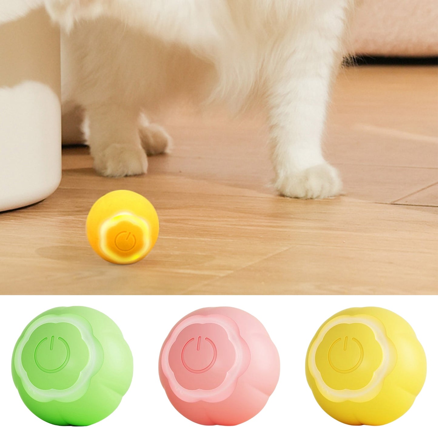 Electric Automatic Rolling Ball Cat Toy with Light Interactive Self-moving