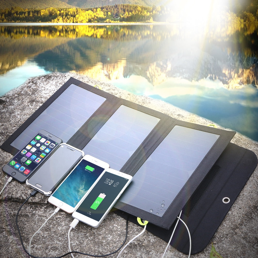 ALLPOWERS Portable Solar Panel 5V 21W Built-in 10000mAh Battery, Charger Waterproof