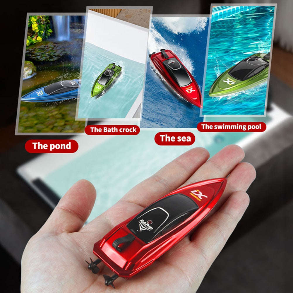 Mini RC Boat 10km/h High Speed Boat Radio 2.4G Remote Controlled Dual Motor Electric Racing Speedboat