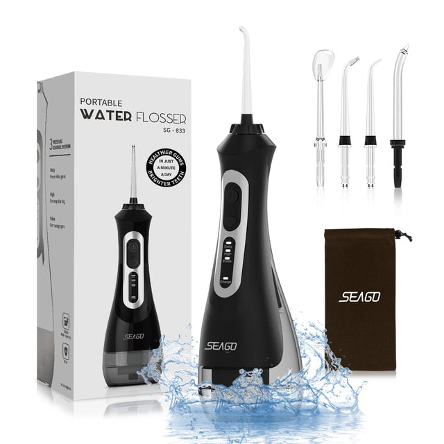 SEAGO Portable Oral Dental Irrigator Water Flosser USB Rechargeable 3 Modes IPX7 200ML