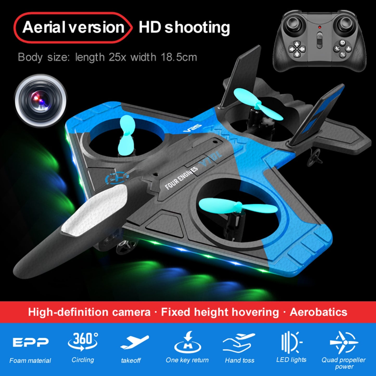 RC Airplane with 480P Camera 2.4G Radio 360° Tumbling for Adults Kids