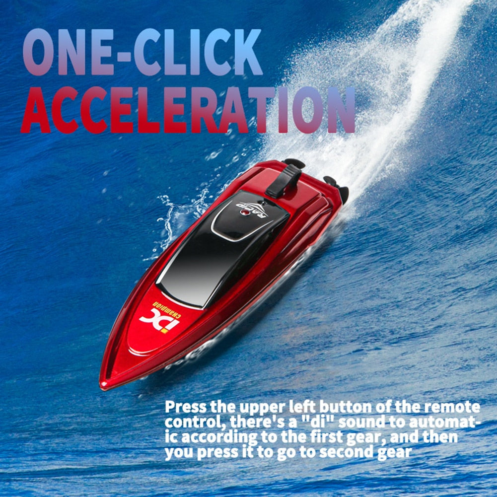 Mini RC Boat 10km/h High Speed Boat Radio 2.4G Remote Controlled Dual Motor Electric Racing Speedboat