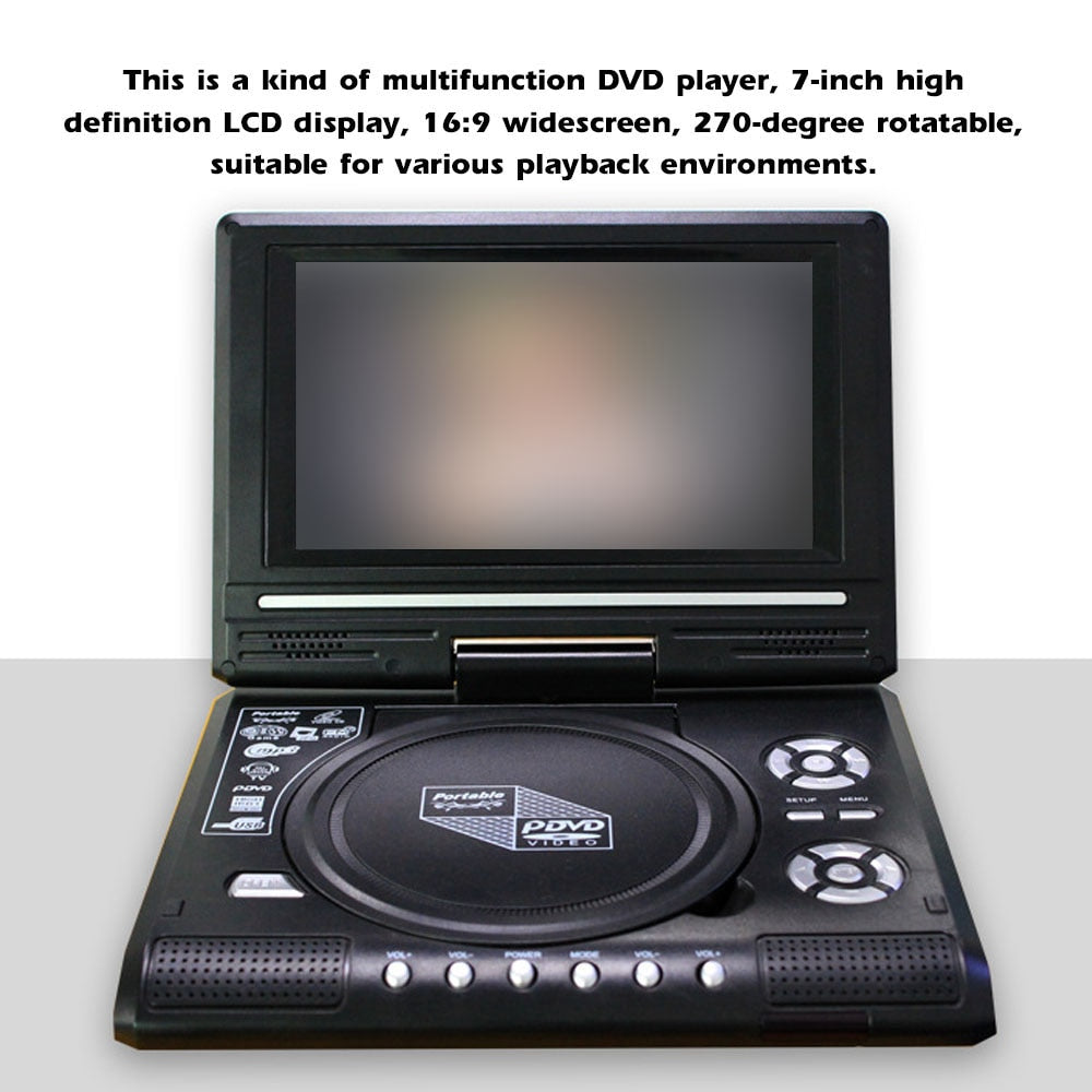 7.8 Inch Portable DVD Player 16:9 Widescreen 270° Rotatable Screen VCD MP3 Viewer