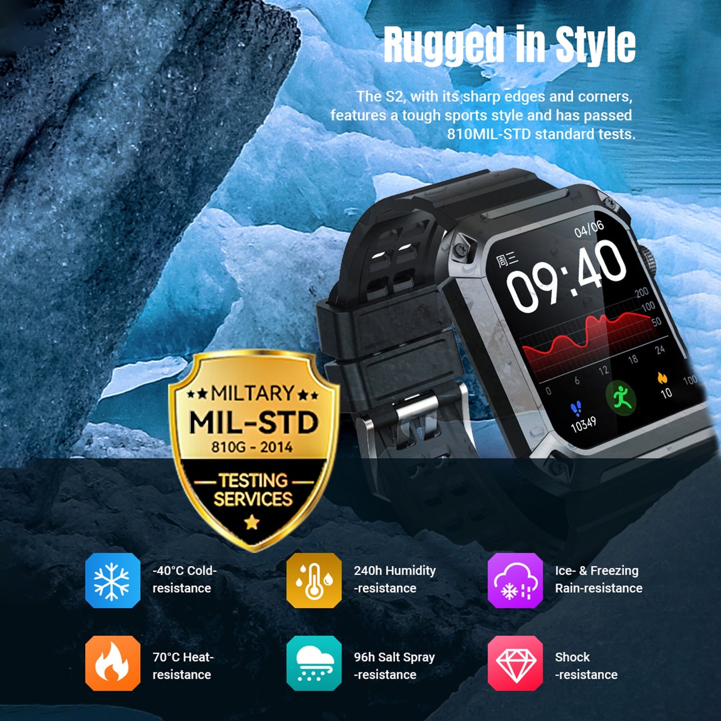 Smart Watch 1.83” Fitness Tracker Waterproof Health Monitor