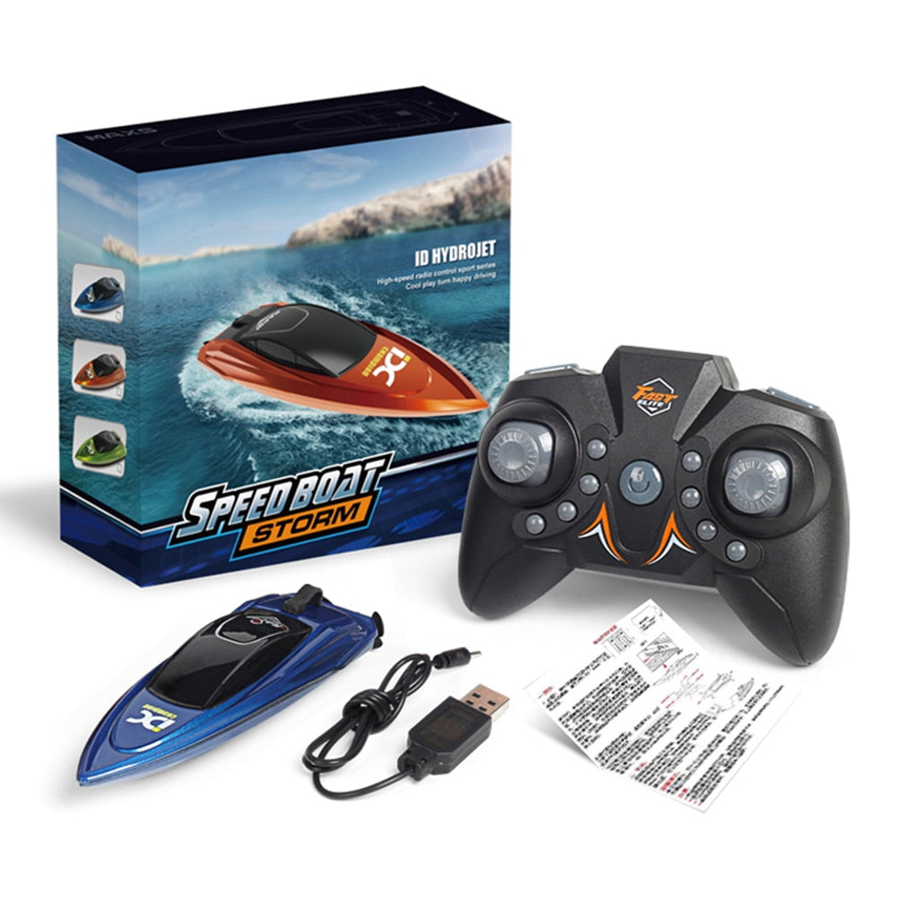 Mini RC Boat 10km/h High Speed Boat Radio 2.4G Remote Controlled Dual Motor Electric Racing Speedboat