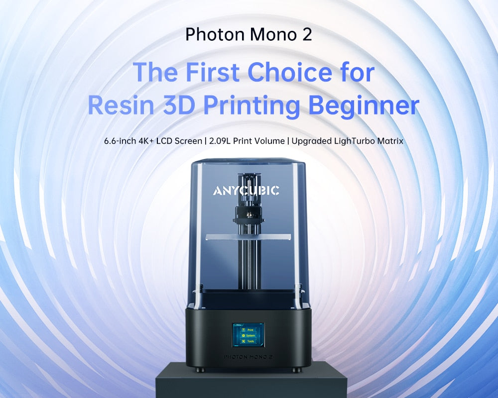 ANYCUBIC Photon Mono 2 LCD UV Resin 3D Printer High-Speed 3D Printing 6.6" 4K+ Monochrome Screen 165*143*89mm Printing Size