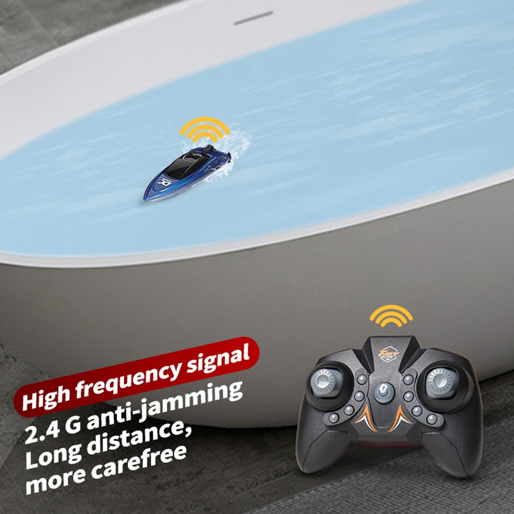 Mini RC Boat 10km/h High Speed Boat Radio 2.4G Remote Controlled Dual Motor Electric Racing Speedboat