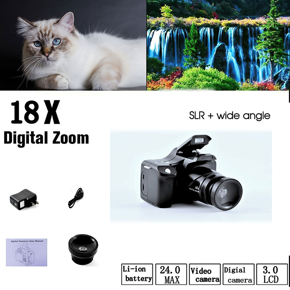 DSLR Camera 18X Medium Telephoto Camcorder Full HD 3.0 Inch Display Electronic Anti-shake