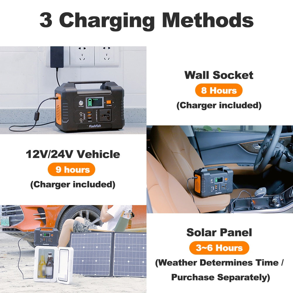 Flashfish E200 Portable 200W Battery Power Station 40800mAh/151Wh Solar Generator