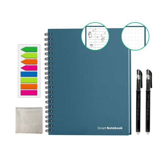 Reusable Digital Notepad A4 Lined Dotted with Erasable Pen and Wipe