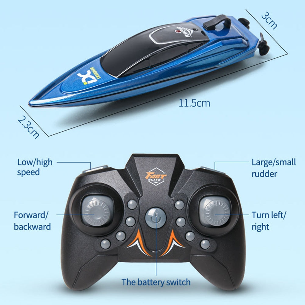 Mini RC Boat 10km/h High Speed Boat Radio 2.4G Remote Controlled Dual Motor Electric Racing Speedboat