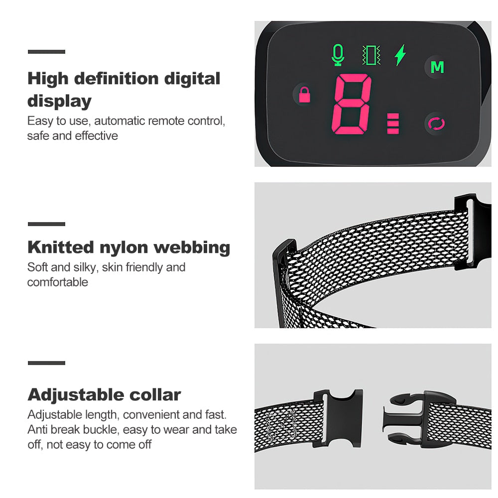 Smart Bark Training Dog Collar Digital Display Waterproof Rechargeable Pet Supplies