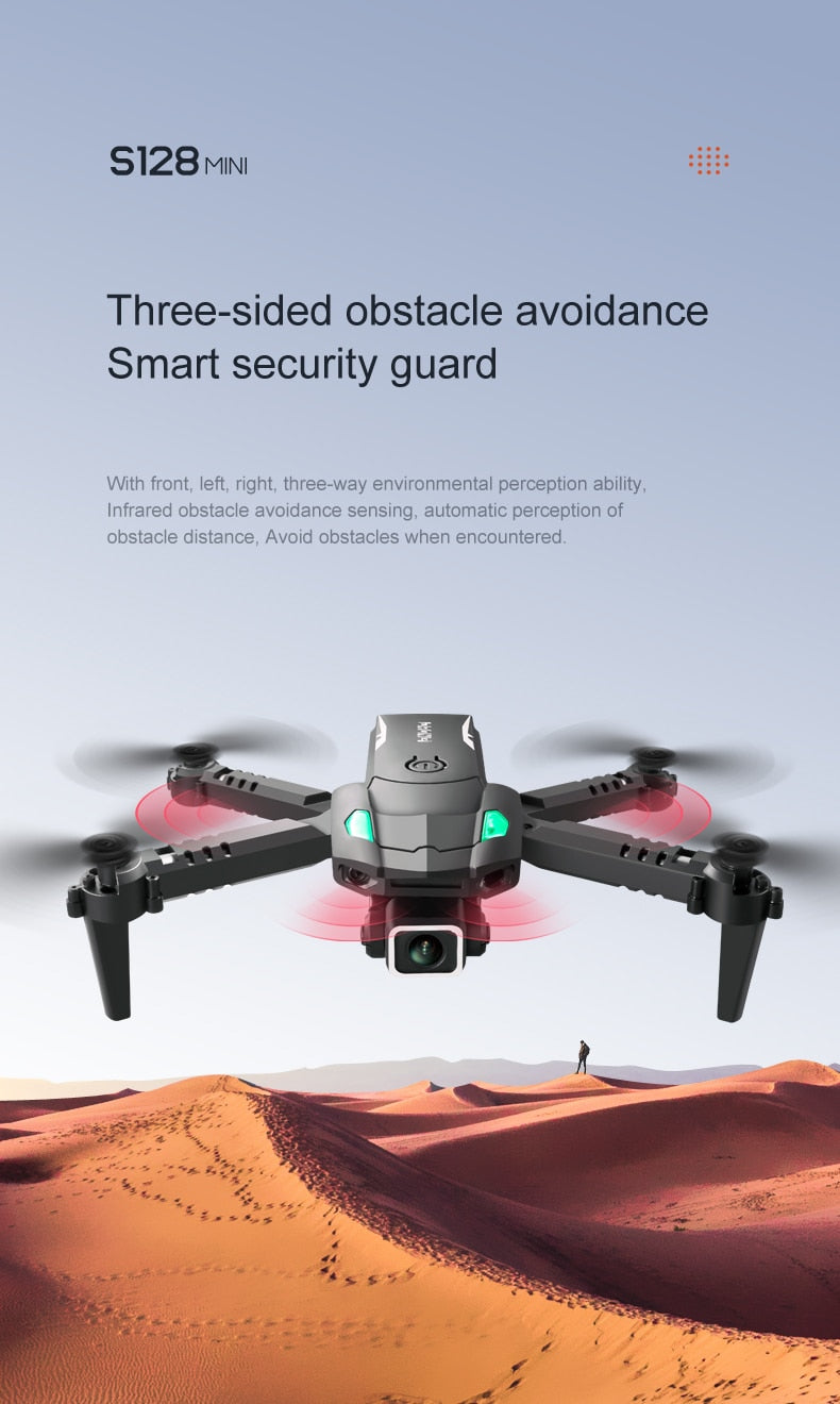 S128 Mini Foldable Quadcopter Drone 4K HD Camera Three-sided Obstacle Avoidance Air Pressure Fixed Height Professional