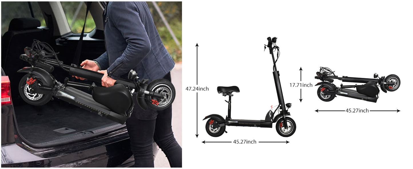 HVD-3 Adult Foldable Electric Scooter 800W 48V15A With Seat Max Speed 45-50KM/H