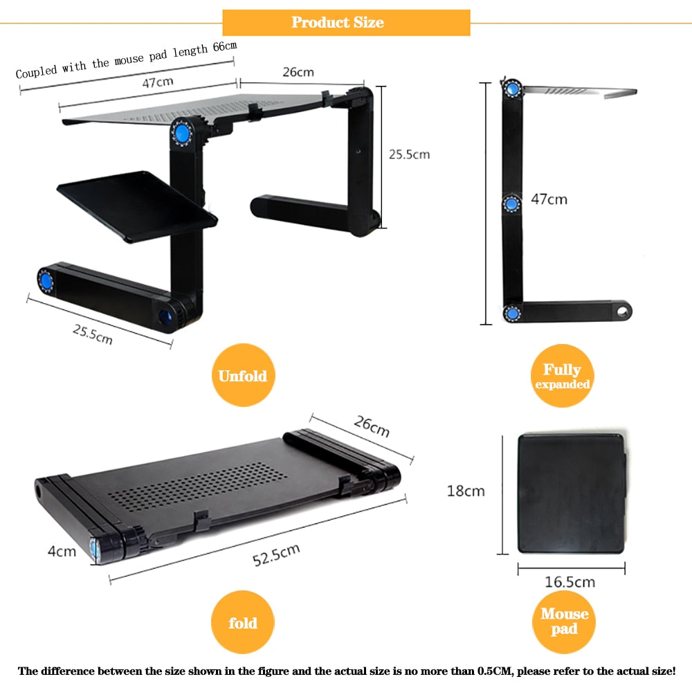 Adjustable Portable Laptop Stand With Mouse Pad