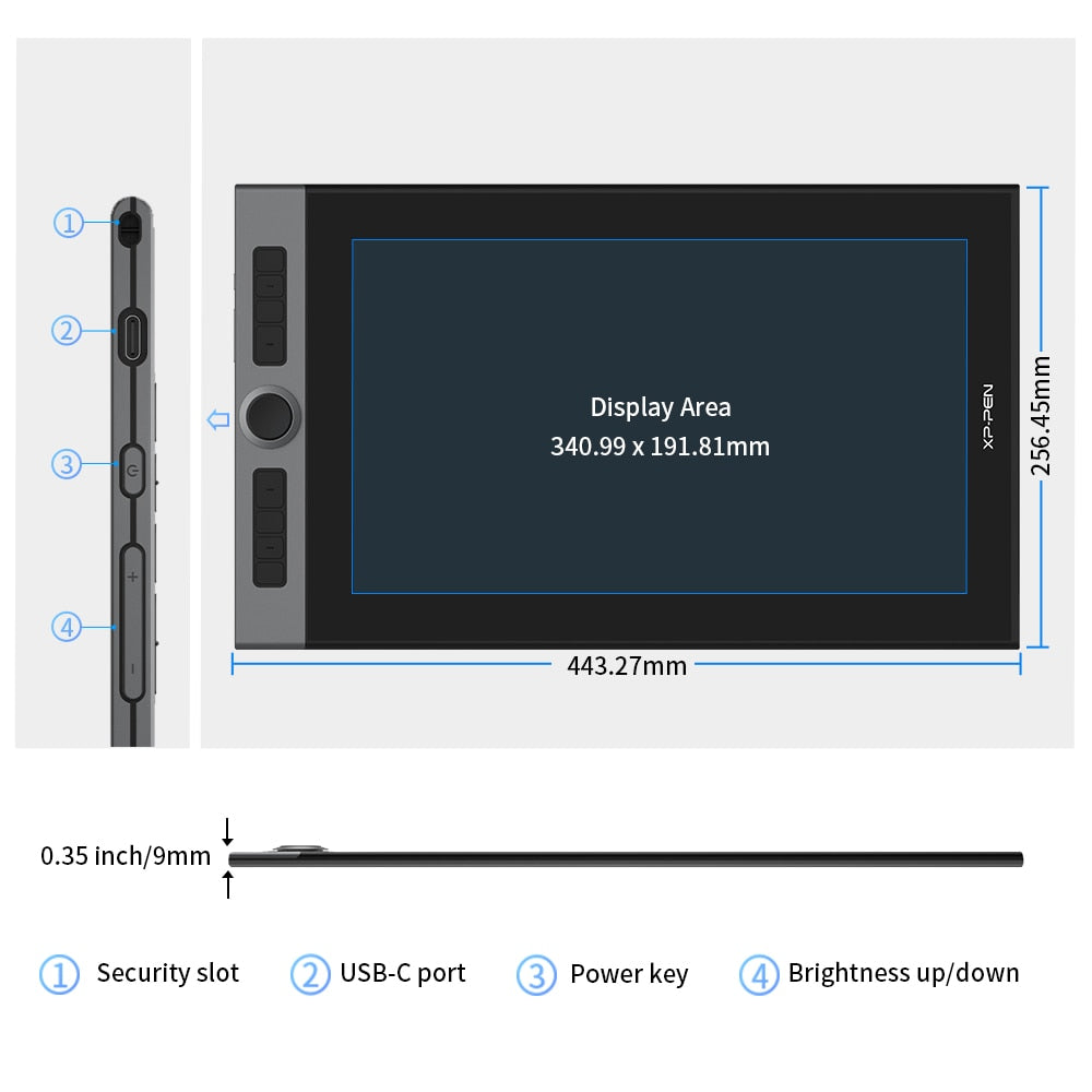 15.6 Inch Graphic Tablet Monitor with Pen for Windows Mac Linux