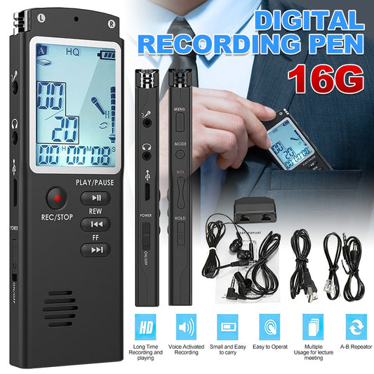 Digital Voice Activated Recorder MP3 Player Rechargeable Dictaphone