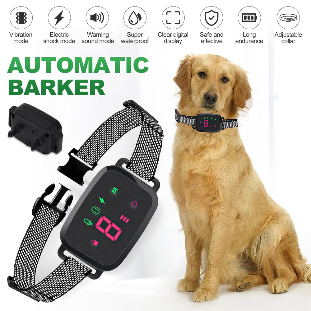 Smart Bark Training Dog Collar Digital Display Waterproof Rechargeable Pet Supplies