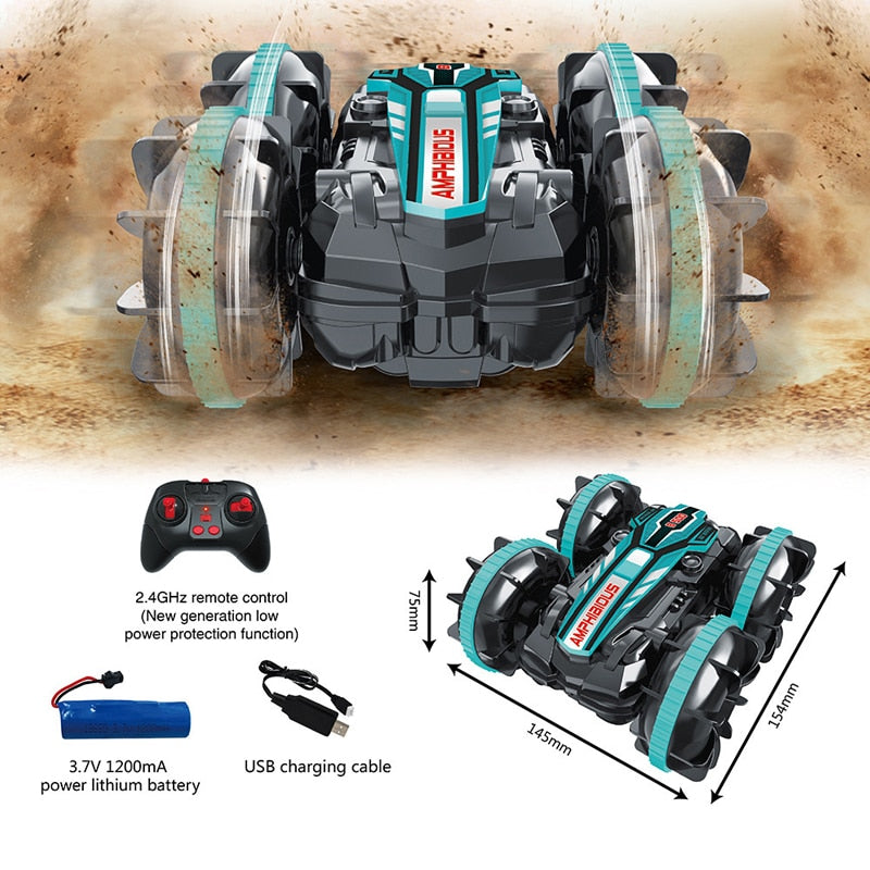 Remote Control Amphibious Stunt Car 2.4G  Kids Toy